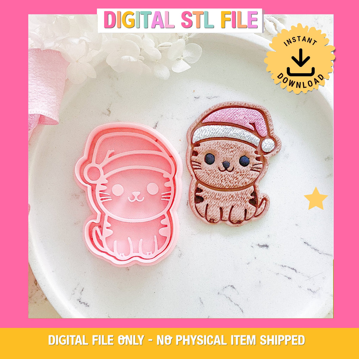 "Christmas Kitty" Cookie Cutter & Stamp