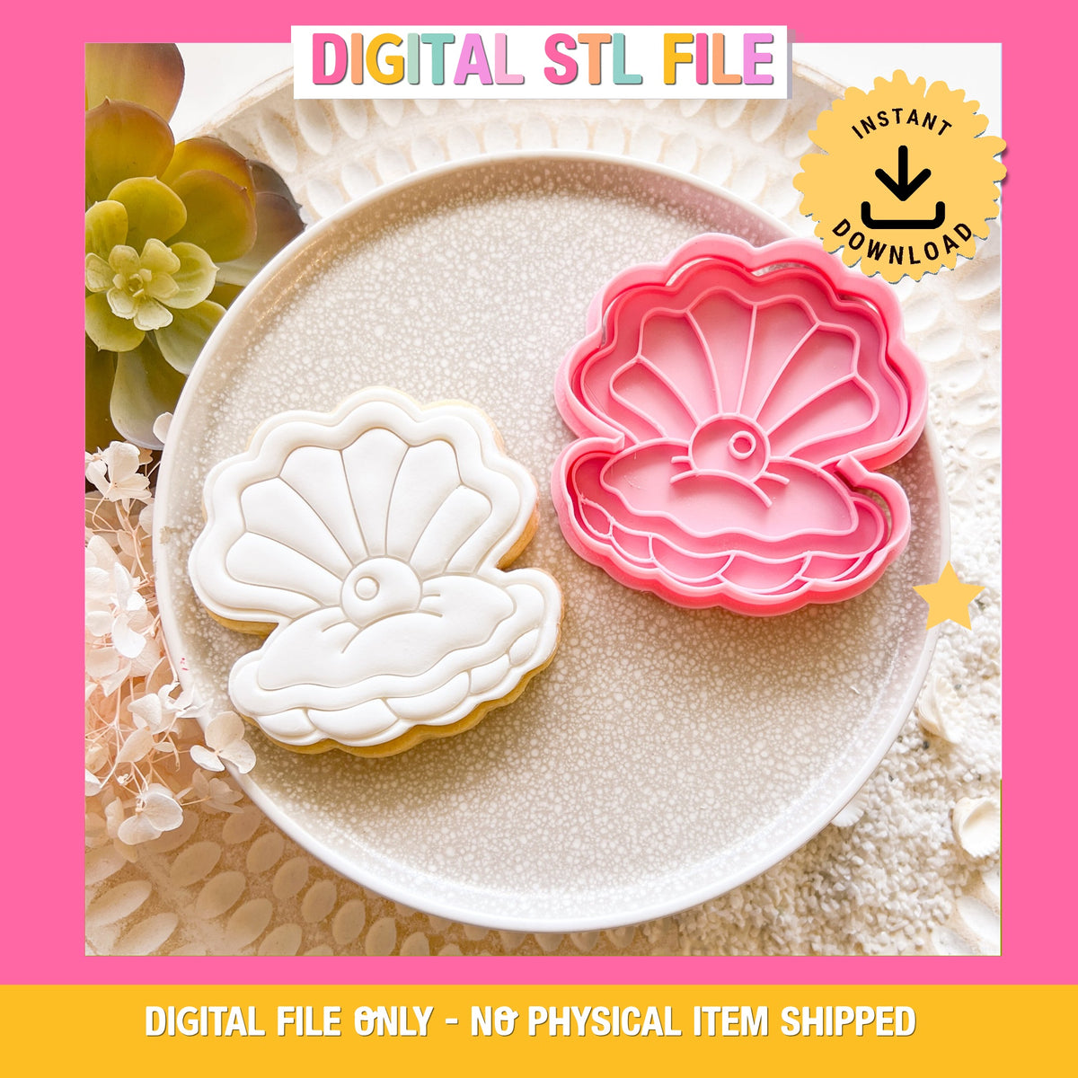 "Clam with Pearl - Cookie Cutter & Stamp