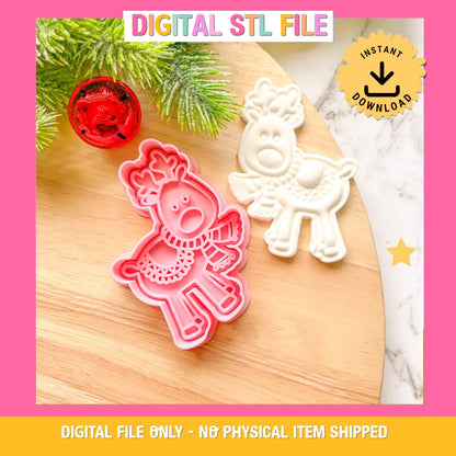 "Rudolf with scarf" Cookie Cutter & Stamp