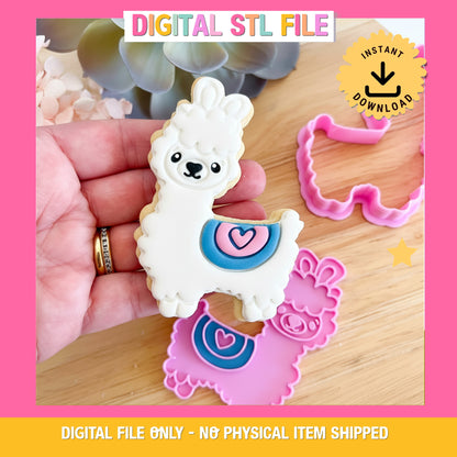 "Cute Llama" Cookie Cutter & Stamp