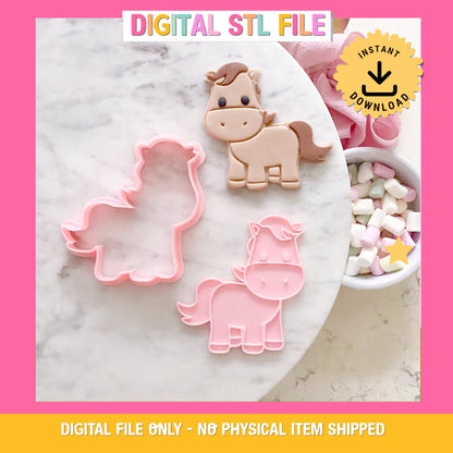 "Cute Pony" -Cookie Cutter & Stamp
