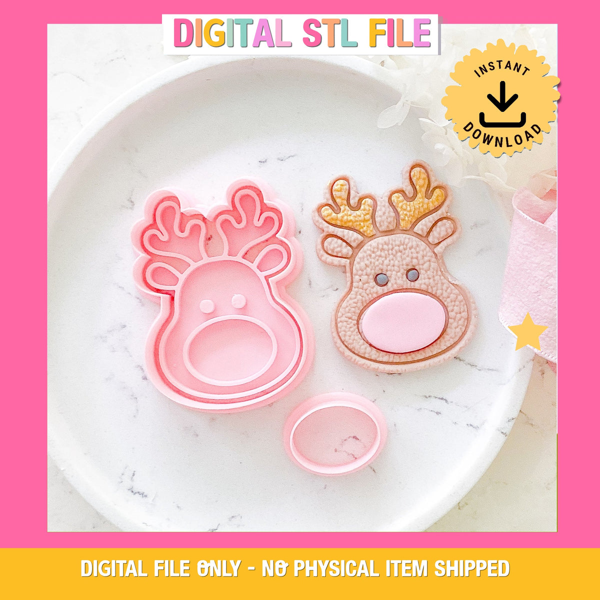 "Cute Rudolf" Cookie Cutter & Stamp