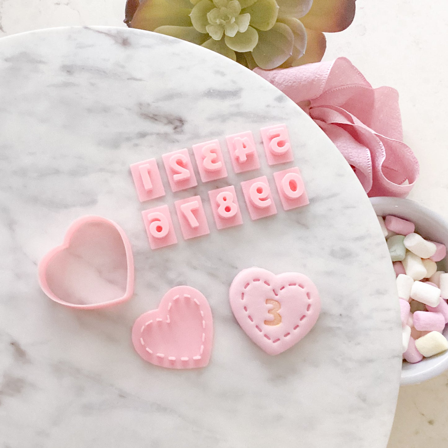 "Heart with Stitching" Fondant Mini Set