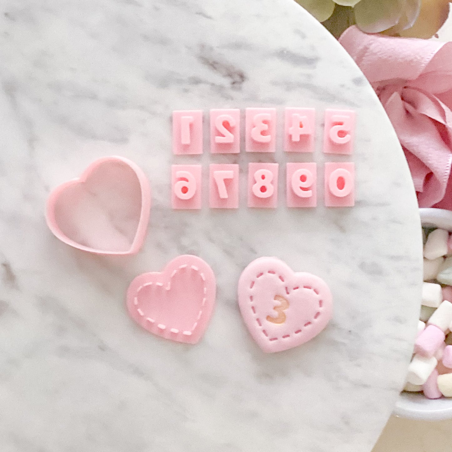 "Heart with Stitching" Fondant Mini Set