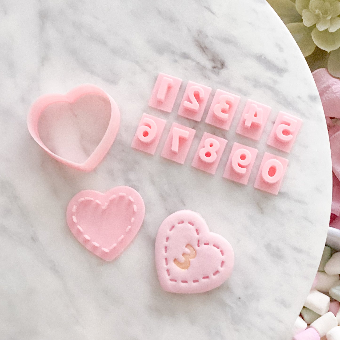 "Heart with Stitching" Fondant Mini Set