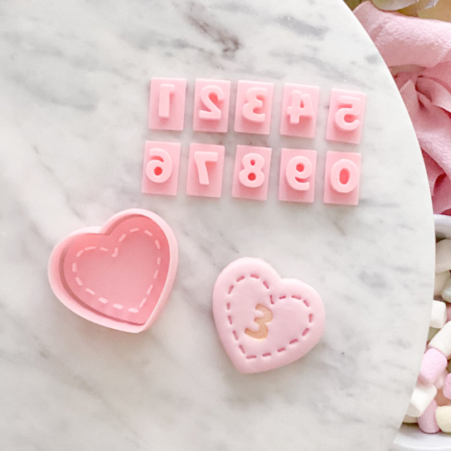 "Heart with Stitching" Fondant Mini Set