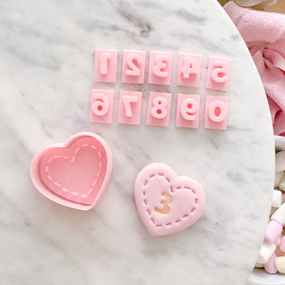 "Heart with Stitching" Fondant Mini Set