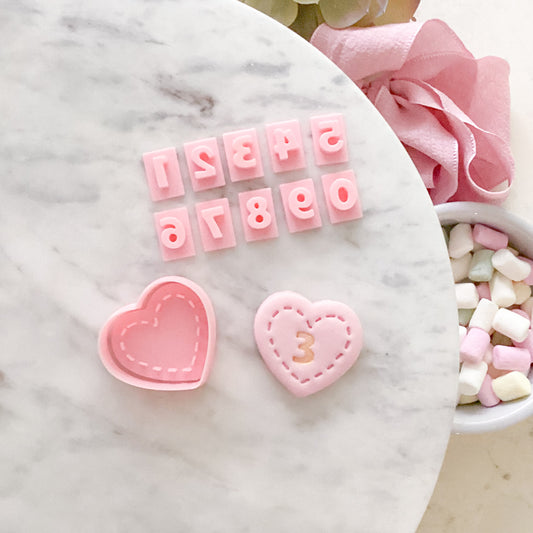 "Heart with Stitching" Fondant Mini Set