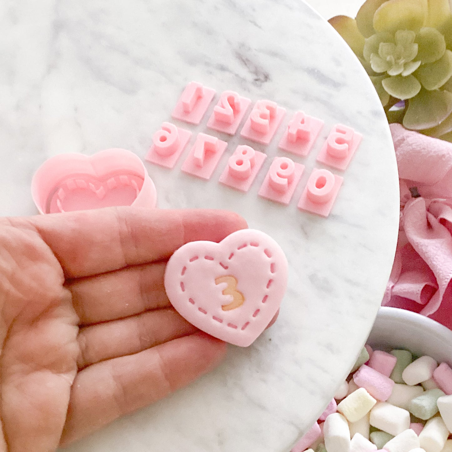 "Heart with Stitching" Fondant Mini Set