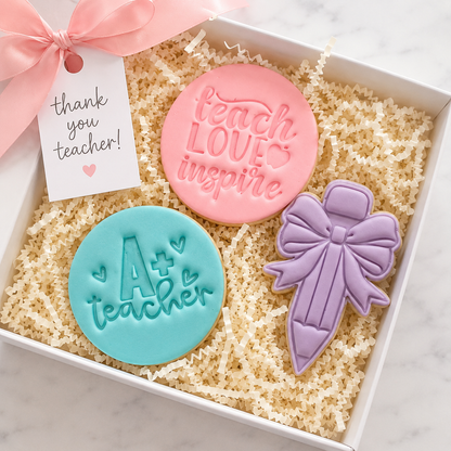 "Pencil with Bow" - Cookie Cutter & Stamp