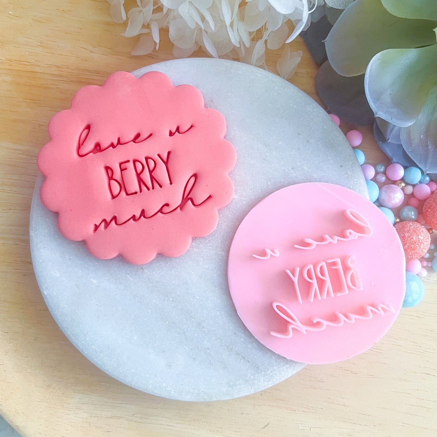 Love You Berry Much Fondant Stamp