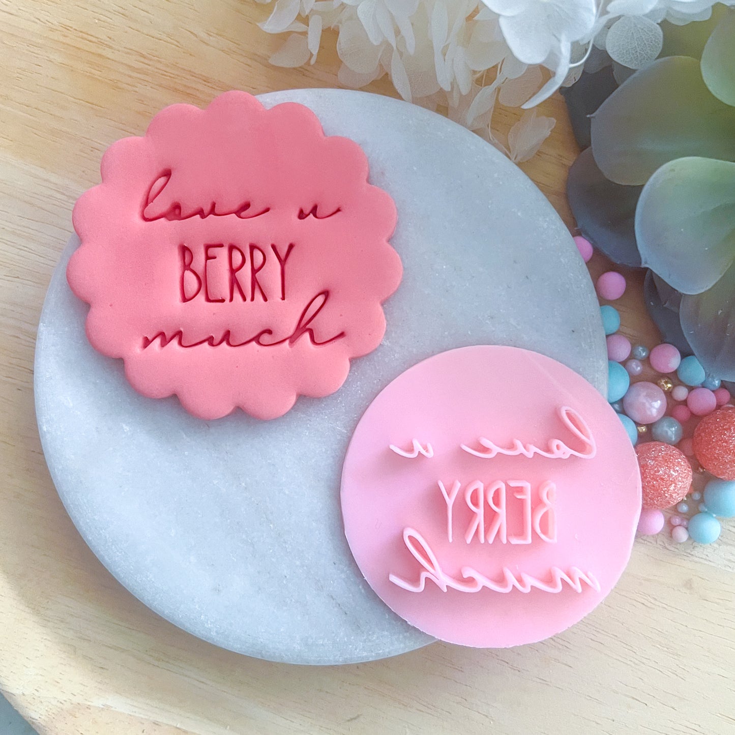 Love You Berry Much Fondant Stamp