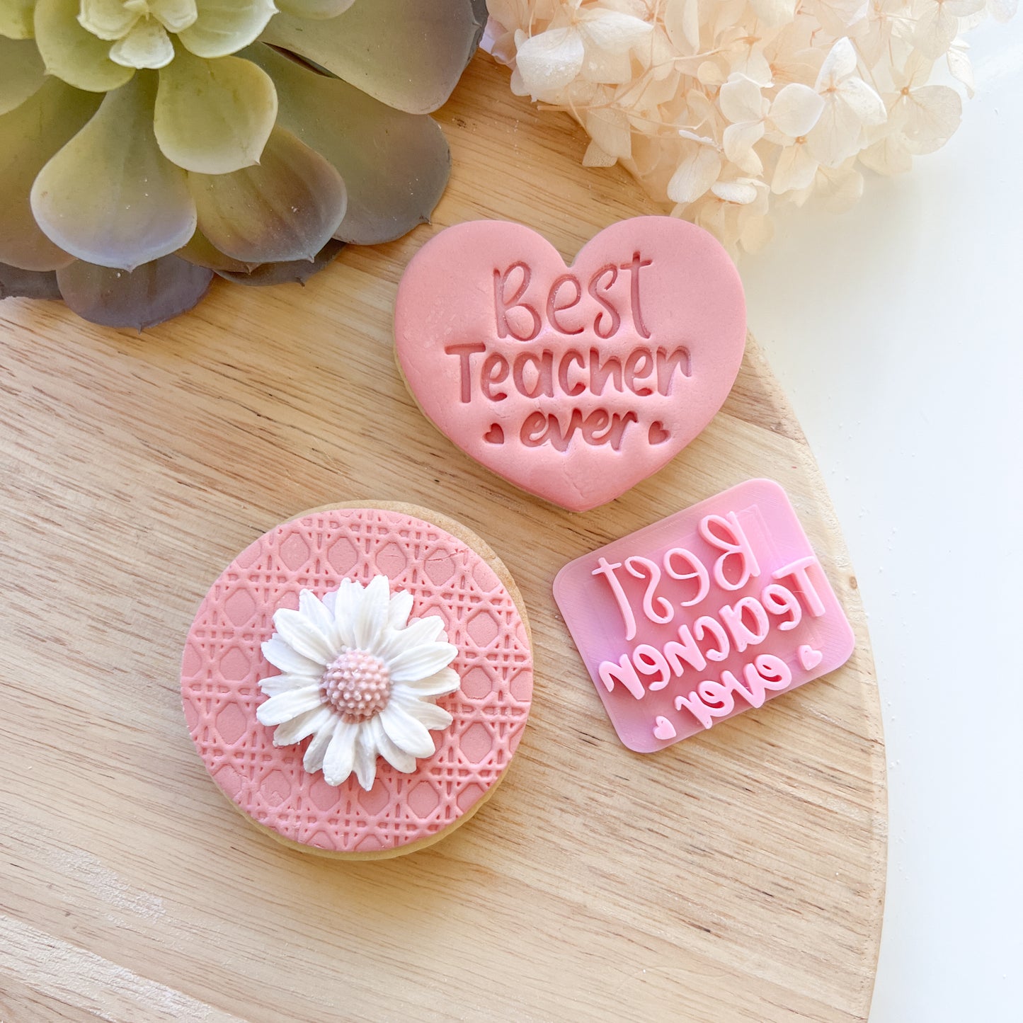 Best Teacher Ever - Fondant Stamp