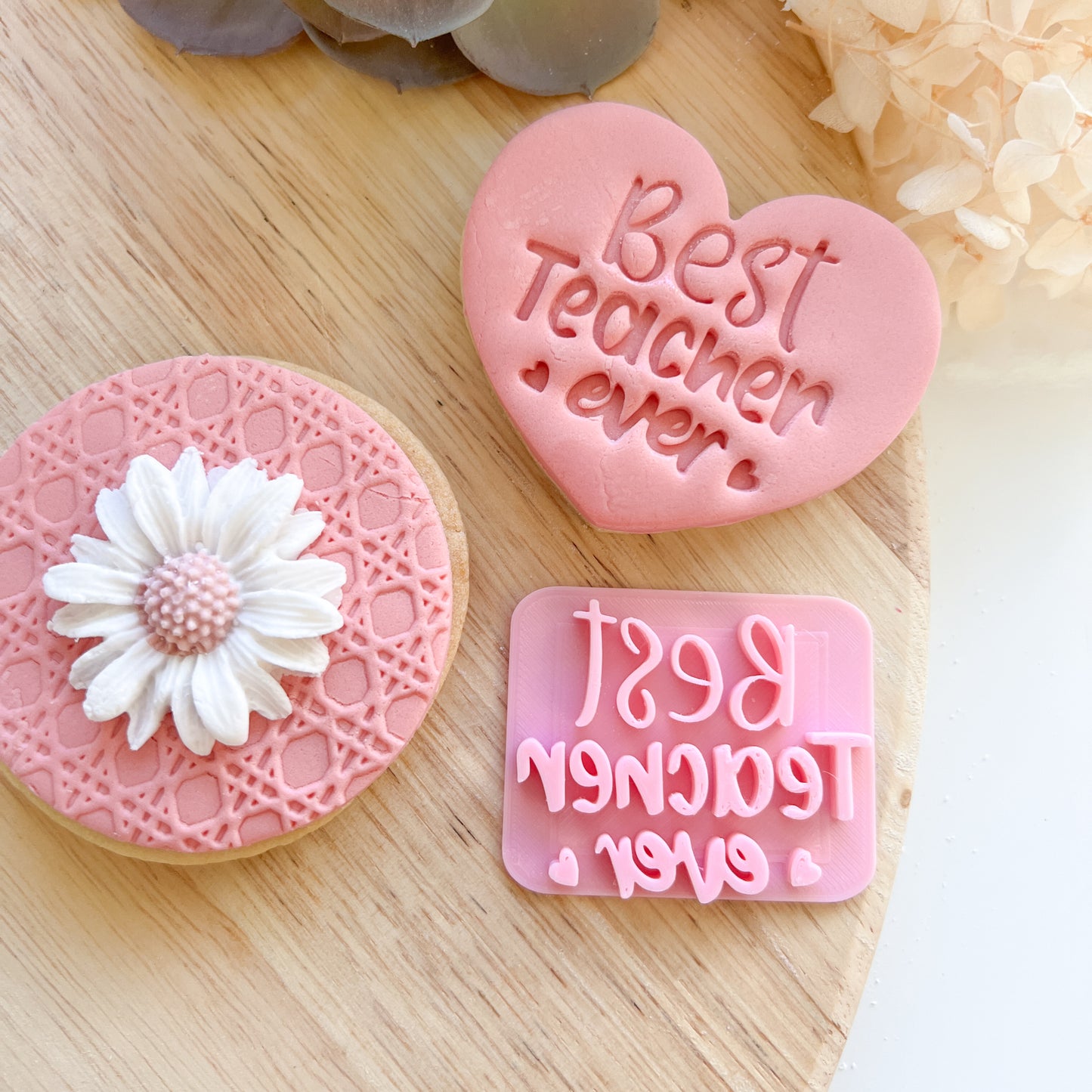 Best Teacher Ever - Fondant Stamp