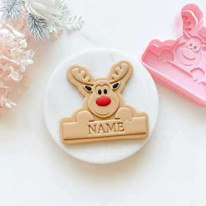 "Rudolf with Sign" - Cookie Cutter & Stamp