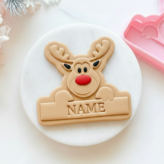 "Rudolf with Sign" - Cookie Cutter & Stamp
