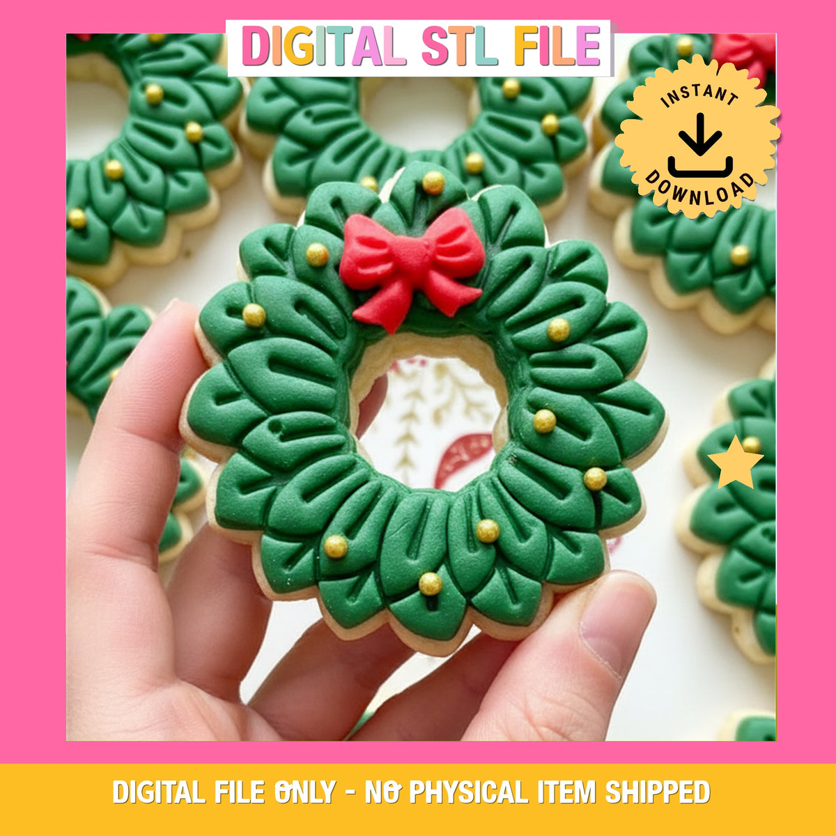 "Detailed Wreath" Cookie Cutter & Stamp