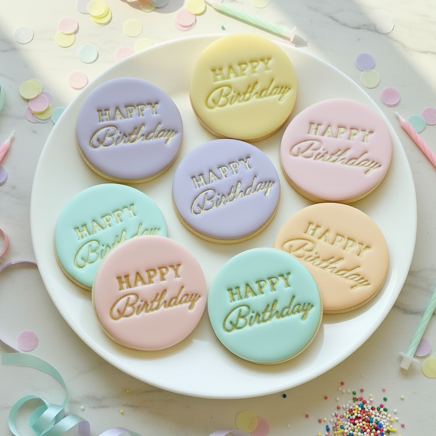 Happy Birthday Font #2 - Fondant Stamp