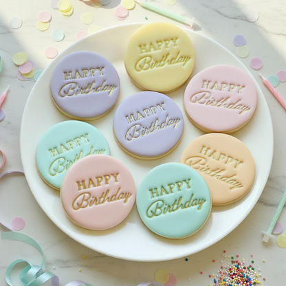 Happy Birthday Font #2 - Fondant Stamp