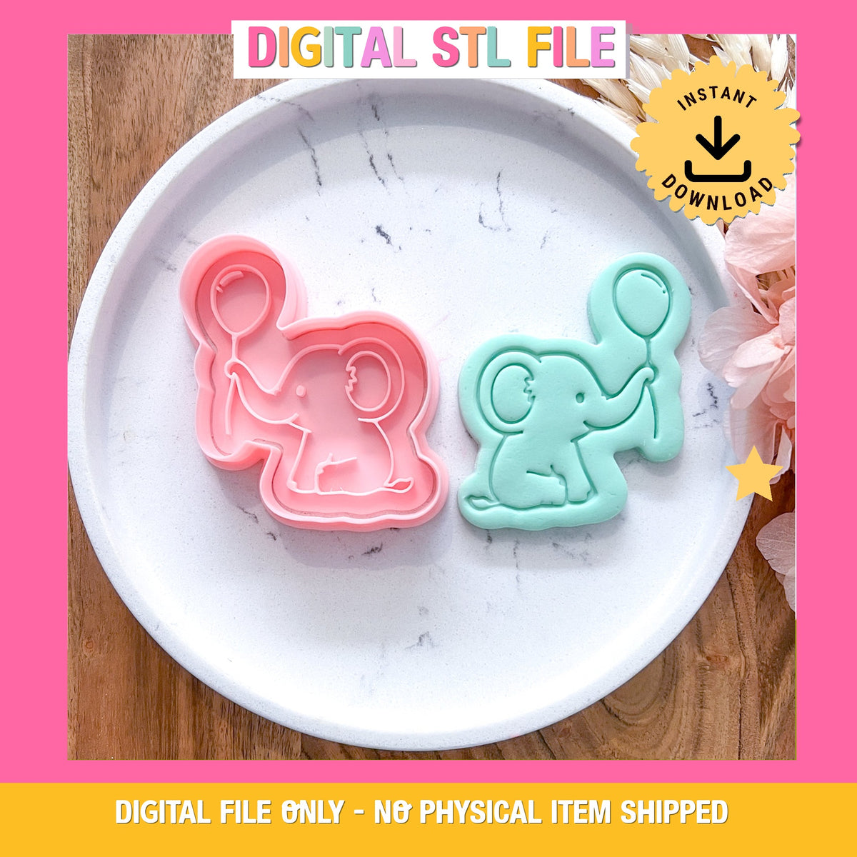 "Elephant with Balloon" - Cookie Cutter & Stamp