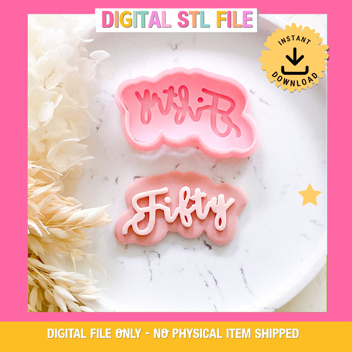 "Fifty" - Cookie Stamp & Cutter Set