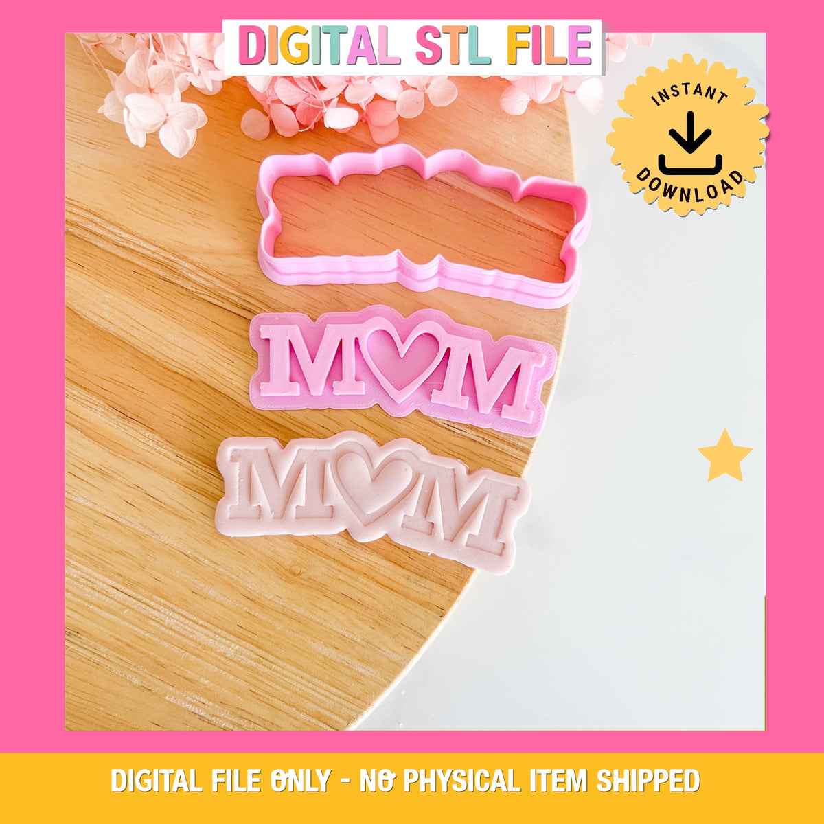 "Mum Text with heart" Cutter & Stamp