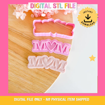 "Mum Text with heart" Cutter & Stamp