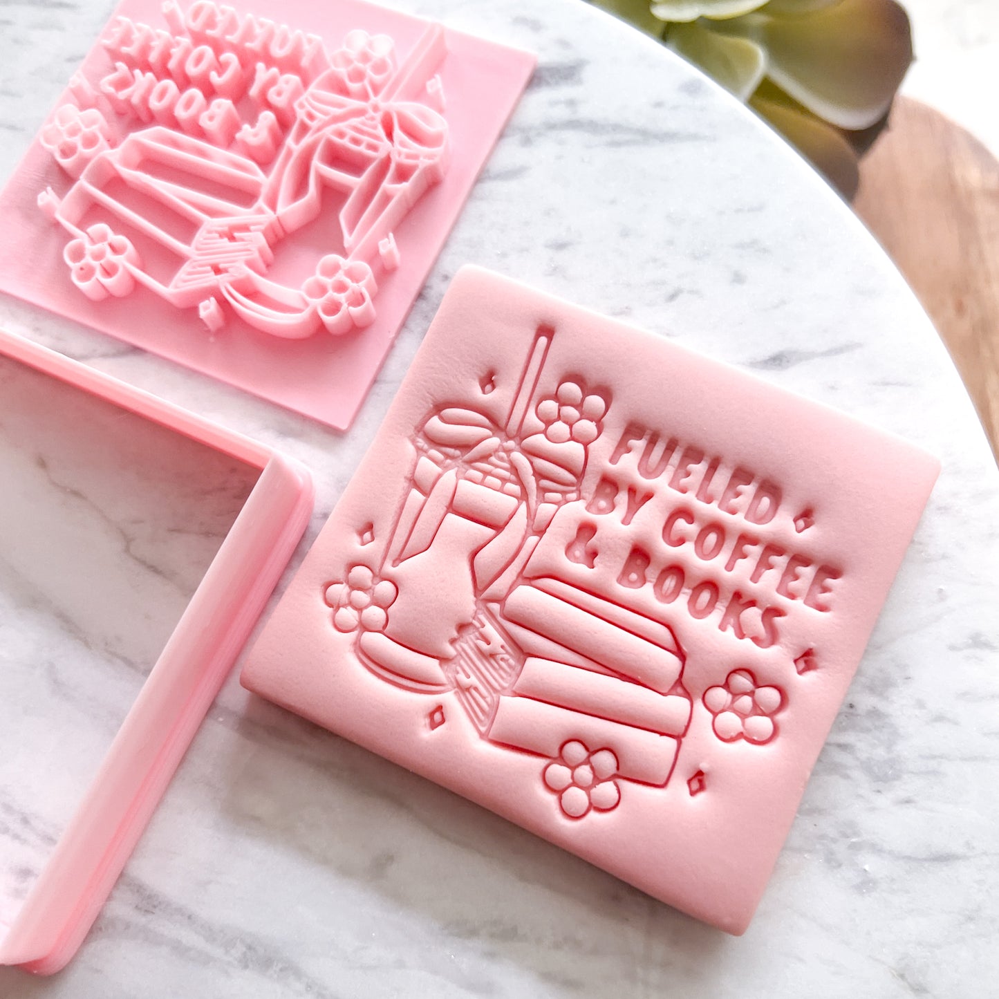 "Fueled by Coffee & Books" - Cookie Cutter & Stamp