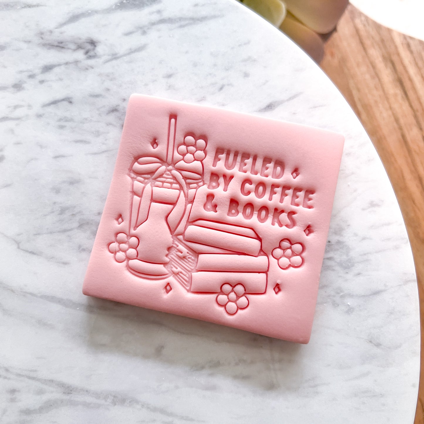 "Fueled by Coffee & Books" - Cookie Cutter & Stamp