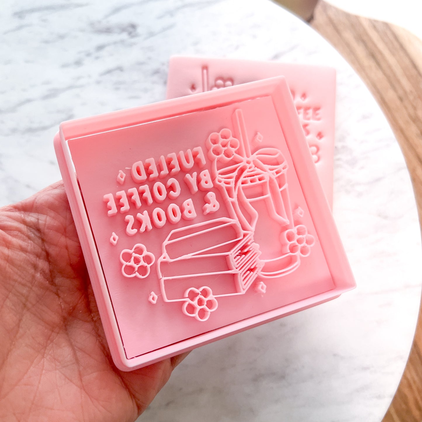 "Fueled by Coffee & Books" - Cookie Cutter & Stamp