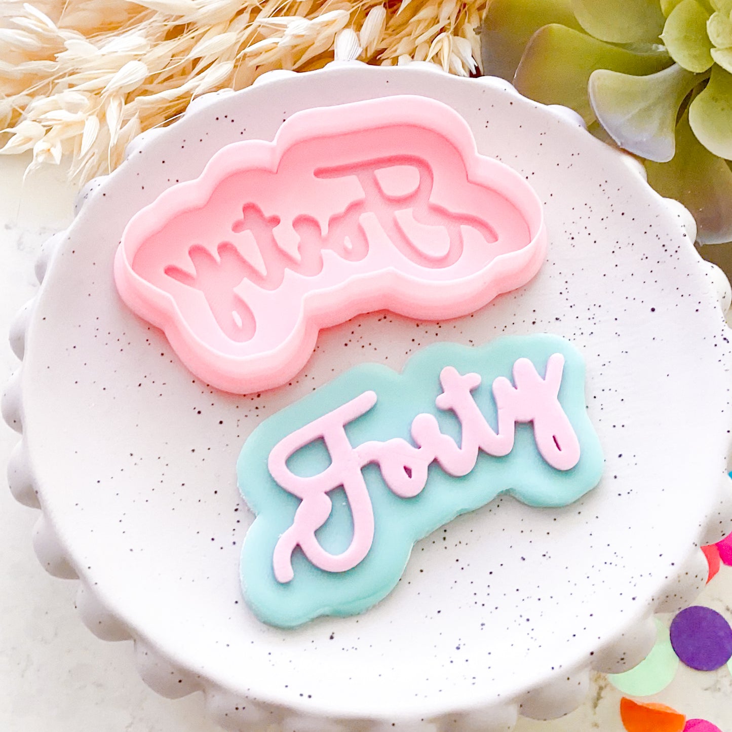 "Forty" - Cookie Stamp & Cutter Set