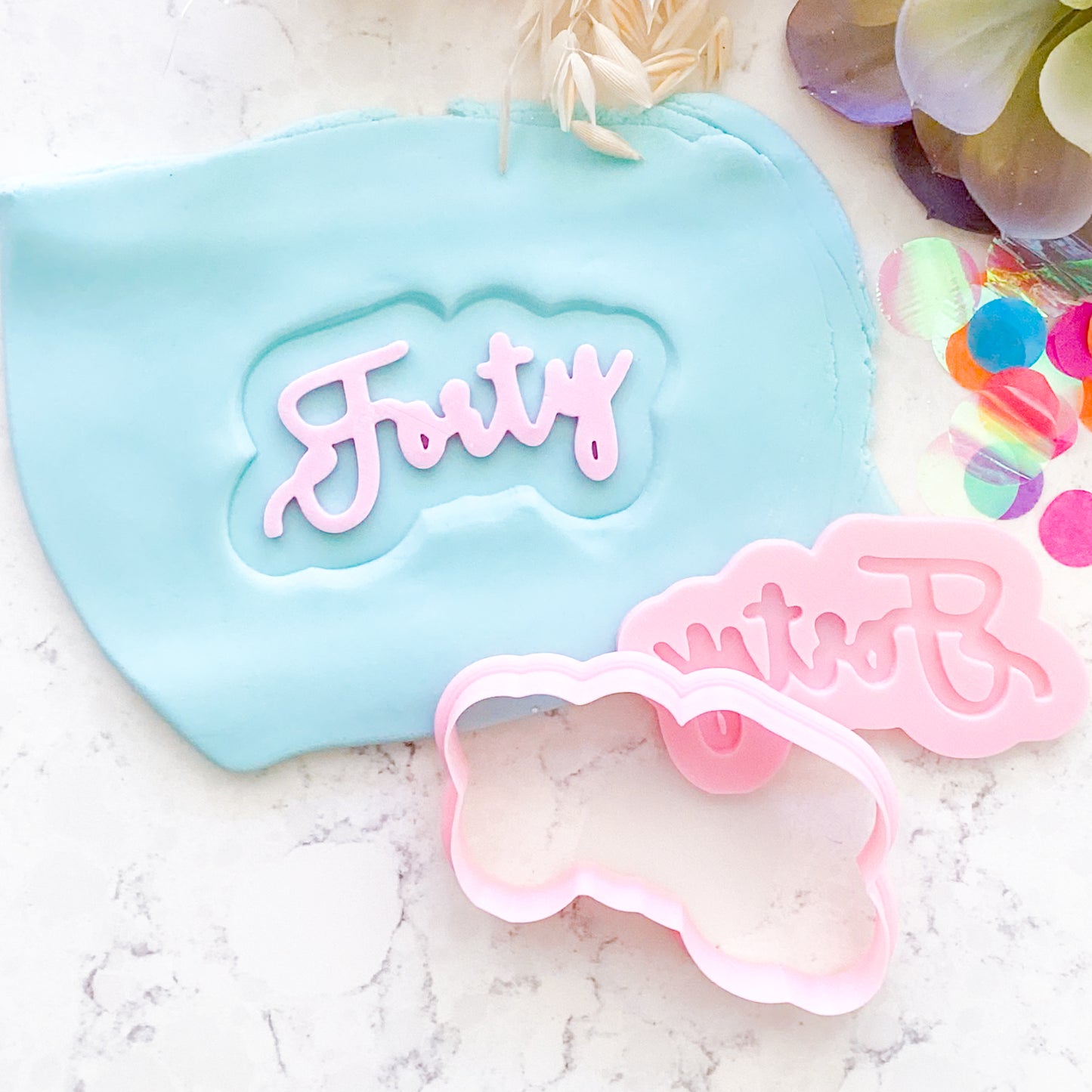 "Forty" - Cookie Stamp & Cutter Set