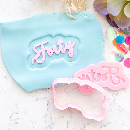"Forty" - Cookie Stamp & Cutter Set