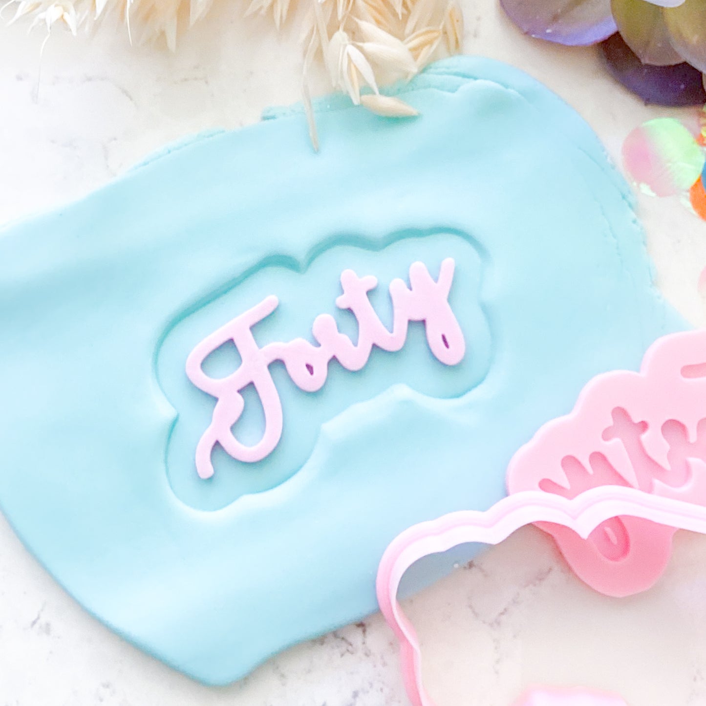 "Forty" - Cookie Stamp & Cutter Set