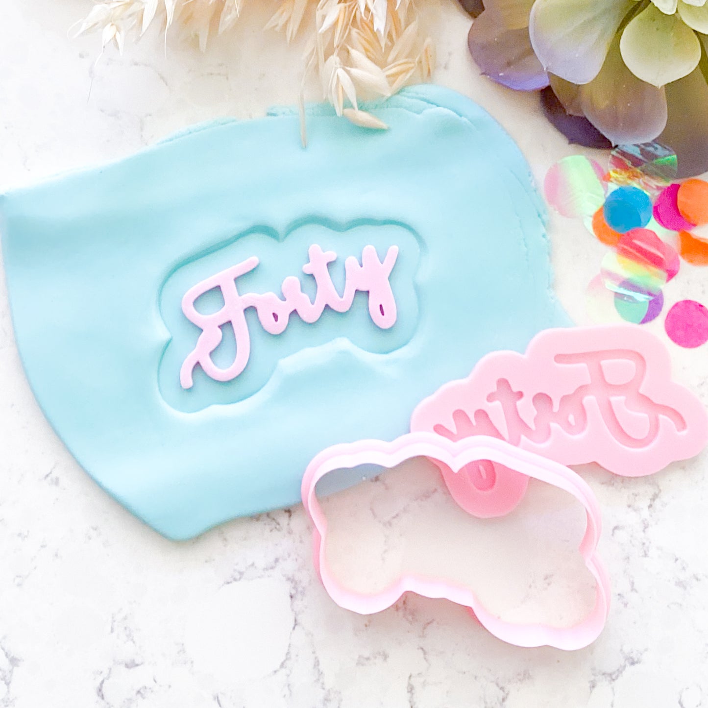 "Forty" - Cookie Stamp & Cutter Set