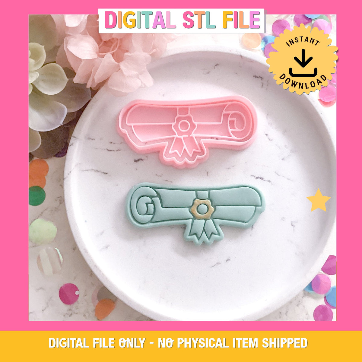 "Graduate Scroll" - Cookie Cutter & Stamp