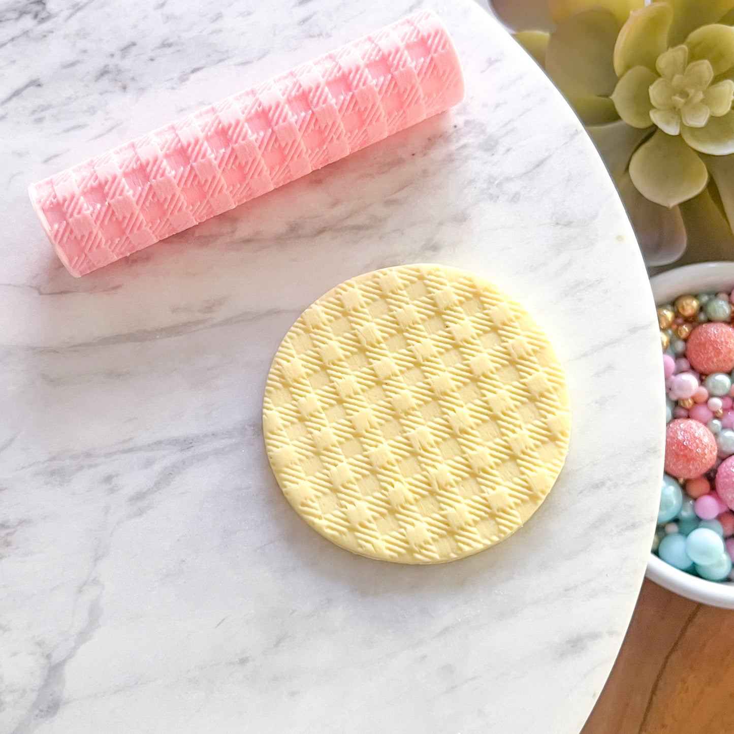"Gingham" Fondant Texture Roller