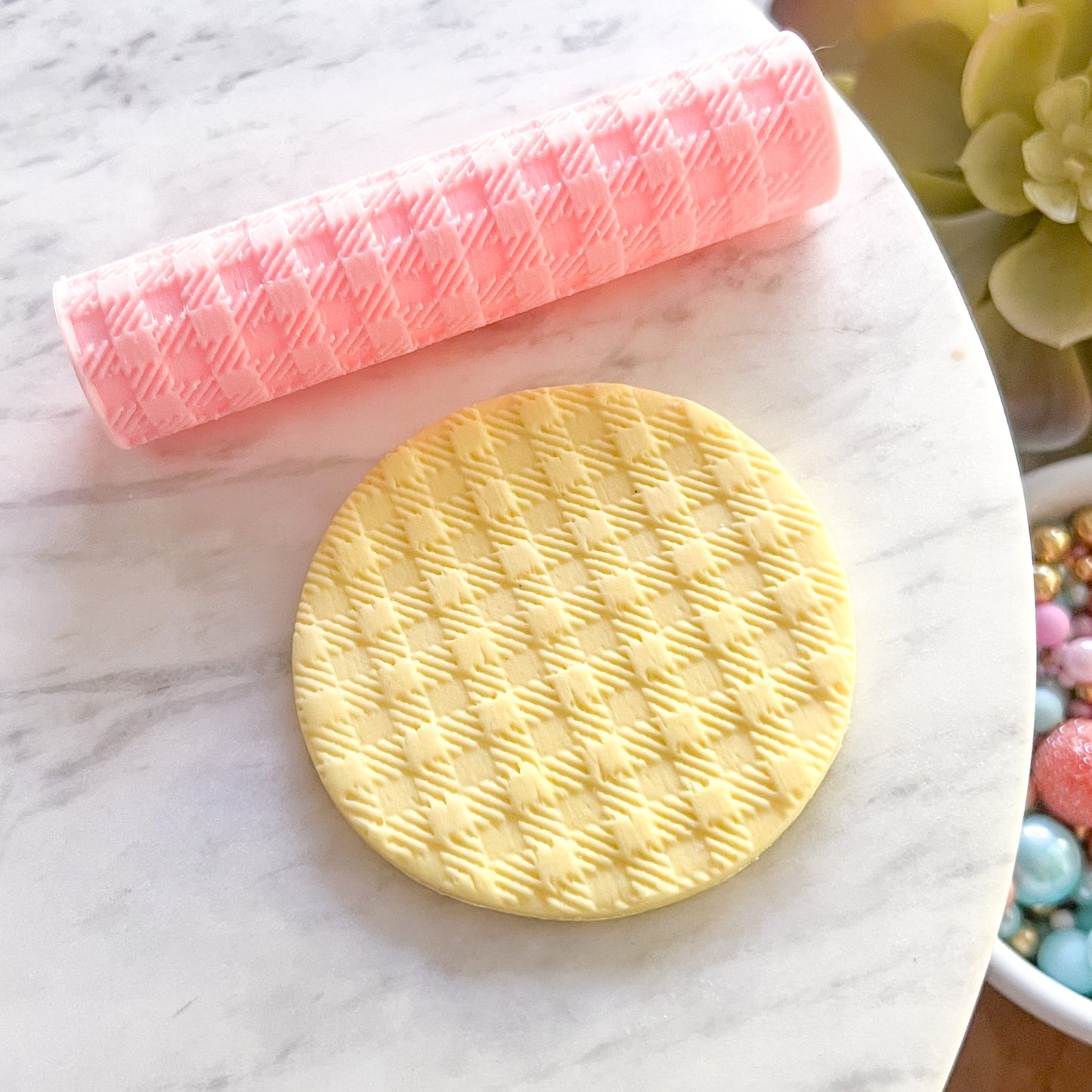 "Gingham" Fondant Texture Roller