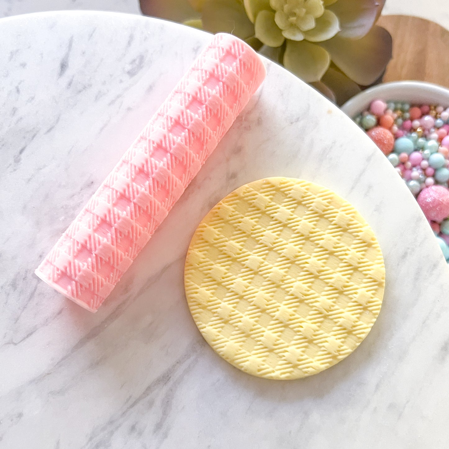 "Gingham" Fondant Texture Roller