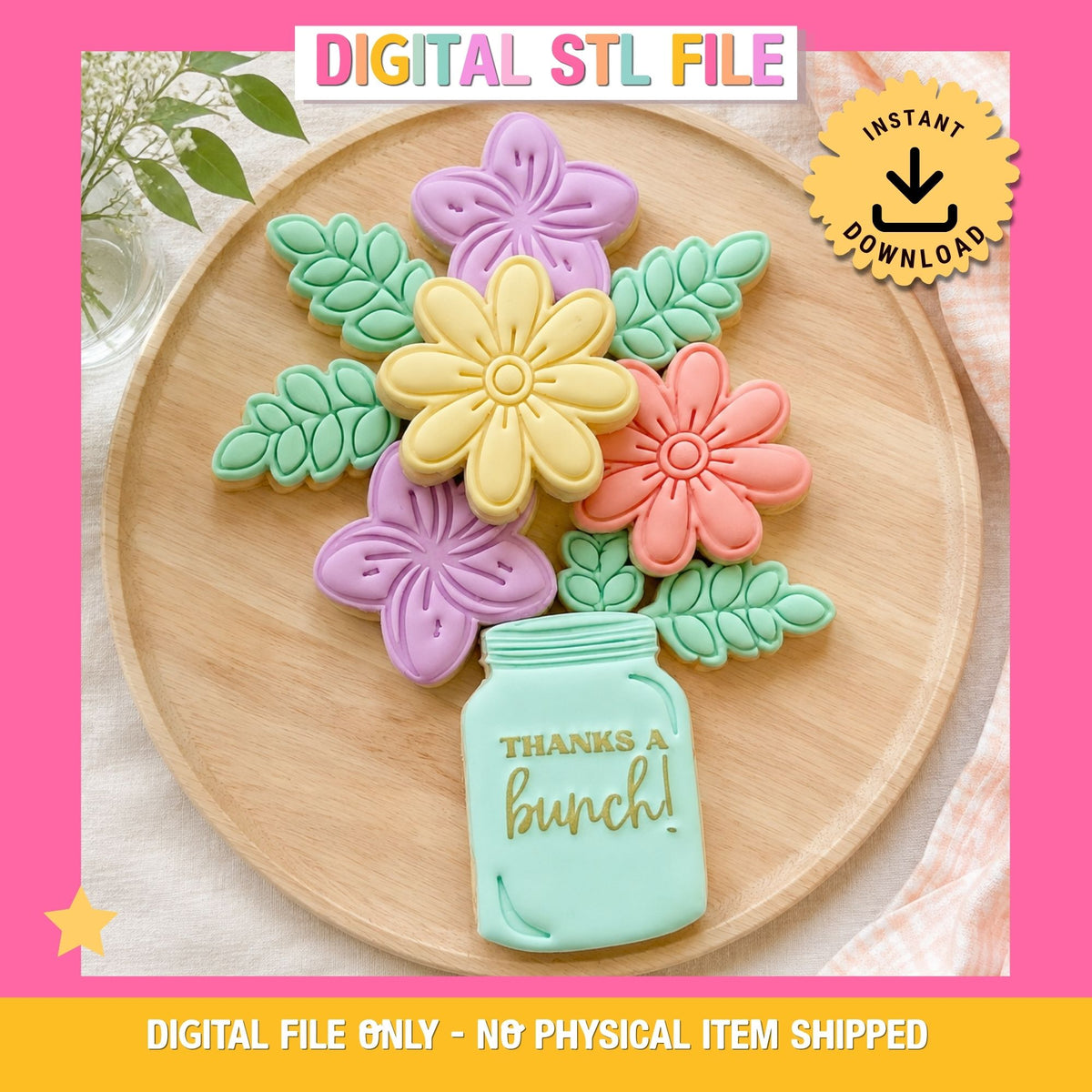 "Mason Jar & Flowers" - Cookie Cutter Set