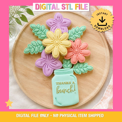 "Mason Jar & Flowers" - Cookie Cutter Set