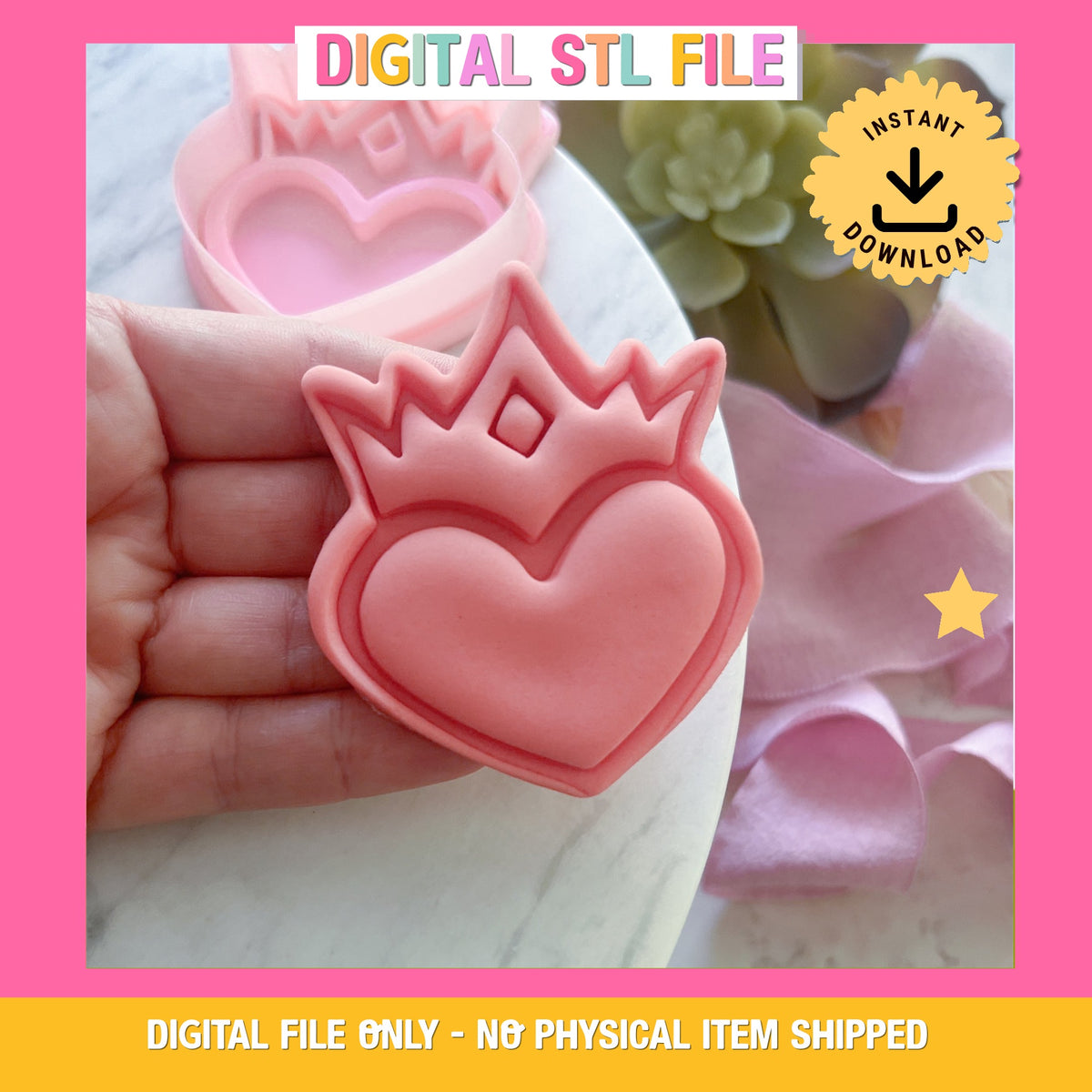 "Heart with Crown" Cookie Cutter & Stamp