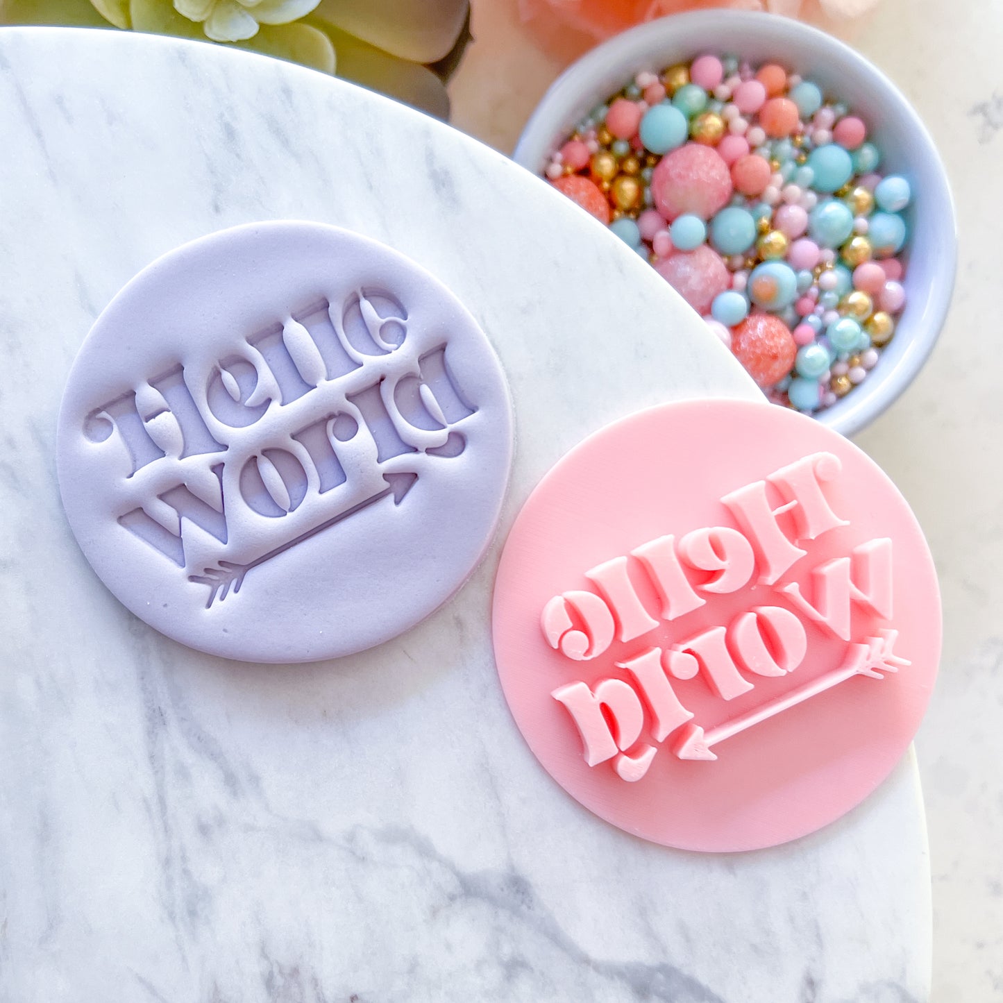 Hello World - Fondant Stamp