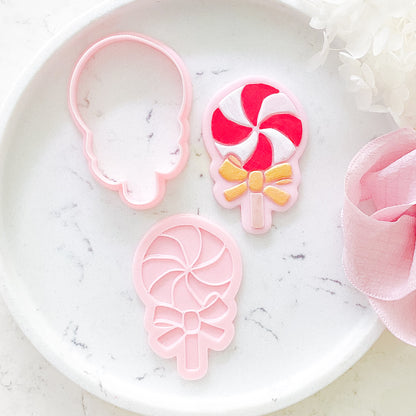"Lollipop with Bow" - Cutter & Stamp Set