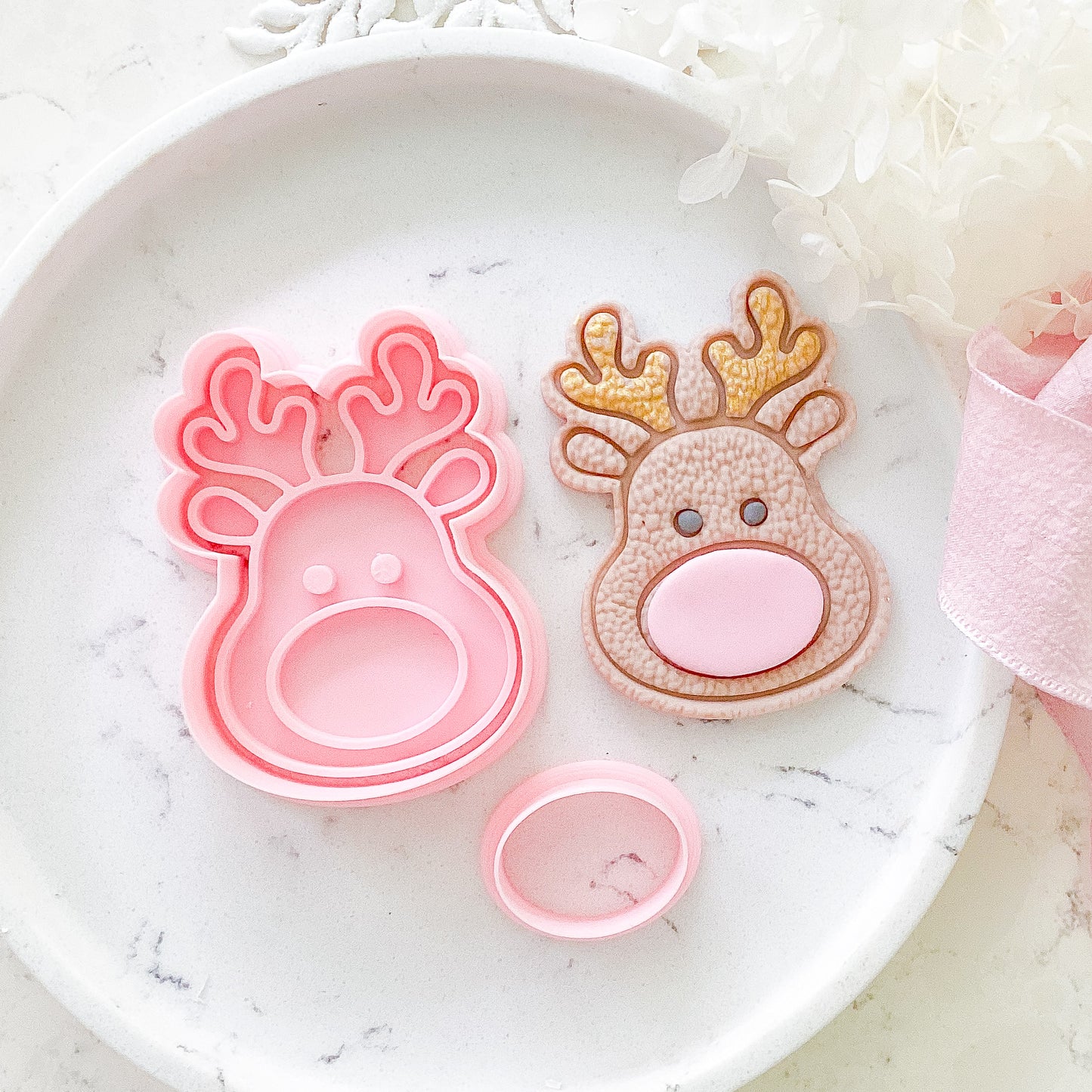 "Cute Rudolf" Cookie Cutter & Stamp