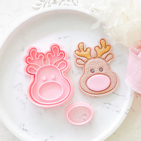 "Cute Rudolf" Cookie Cutter & Stamp