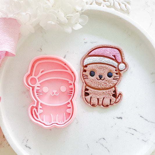 "Christmas Kitty" Cookie Cutter & Stamp