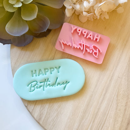 Happy Birthday Font #3 -  Fondant Stamp