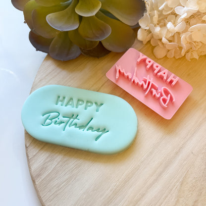 Happy Birthday Font #3 -  Fondant Stamp