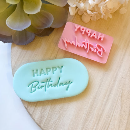 Happy Birthday Font #3 -  Fondant Stamp